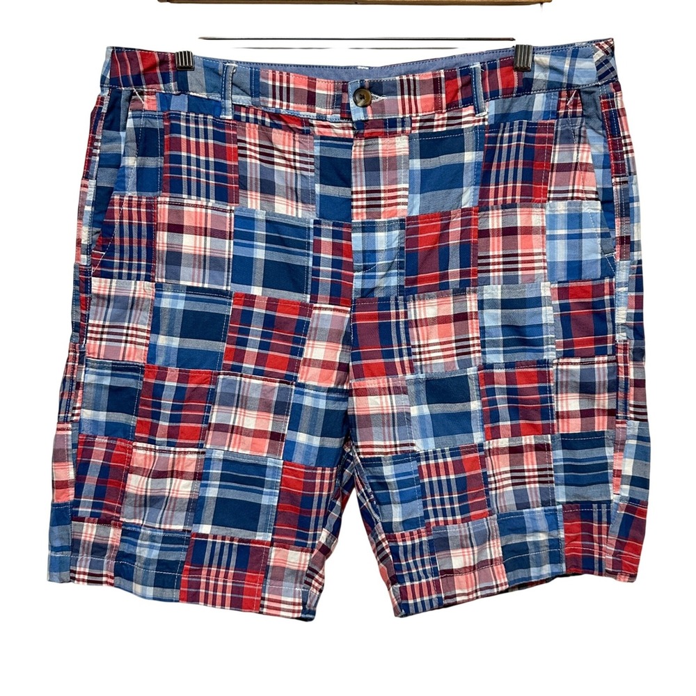 L.L.Bean Patchwork Shorts Womens 16 Multicolor Plaid Favorite Fit Casual Preppy